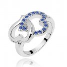 Wedding Present Silver Plated Fashion Marvellous Jewelry Crystal Ring For Women(Size 7) (Blue)