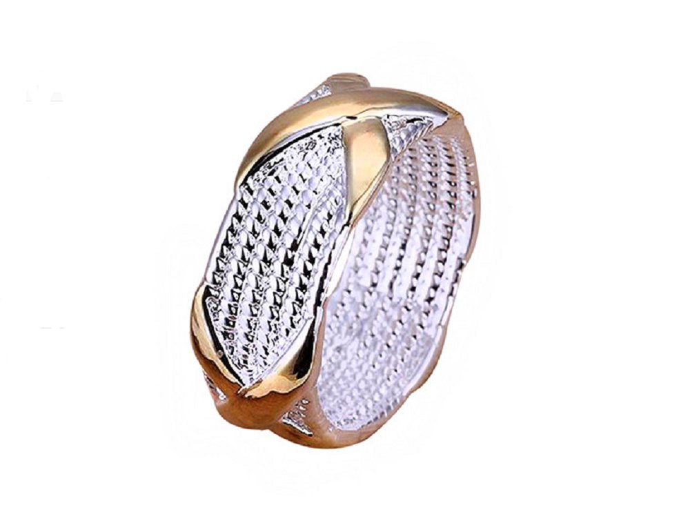 Women's X Silver Plated Golden Wedding Ring Fashion Jewelry (6)