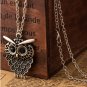 Antique Gold Plated Owl Pendant Necklace Long Chain Jewelry for Women