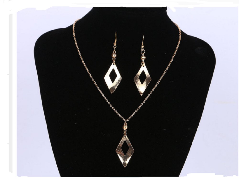 Gold Plated With Leave Shaped Drop Dangle Earring and Necklace Set for Women Party