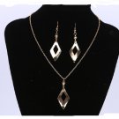 Gold Plated With Leave Shaped Drop Dangle Earring and Necklace Set for Women Party
