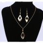 Gold Plated With Leave Shaped Drop Dangle Earring and Necklace Set for Women Party