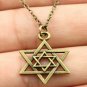 Antique Bronze, Antique Silver Star of David Pendant Necklace (Antique Silver Plated)