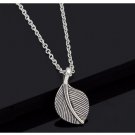 Vintage Silver Small Leaves Pendant Long 18" inches Pendant Necklace for Women.