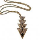 Antique Gold Plated Vintage Triangular Women Necklace Exaggerated Style Maxi Necklace Jewelry