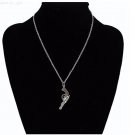 Vintage Silver Gun 18" inches pendant Necklace Fashion Jewelry