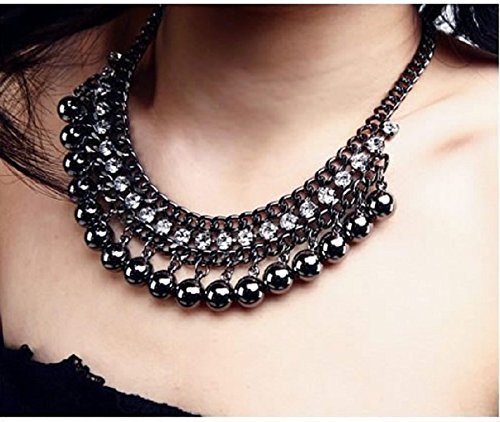 Vintage Statement Black Choker Chain Necklaces Jewelry Crystal Bead Necklace For Women