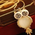 18K Gold Plated Long Chain Crystal Owl Necklace Gem Cubic Zircon Pendant Necklace