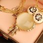 18K Gold Plated Long Chain Crystal Owl Necklace Gem Cubic Zircon Pendant Necklace