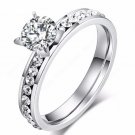 Stainless Steel Circle Cubic Zirconia Diamond Rings For Women