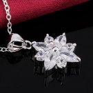 Trendy Classic Popular Cubic Zirconia Flower Pendant Chain Necklace