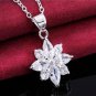 Trendy Classic Popular Cubic Zirconia Flower Pendant Chain Necklace