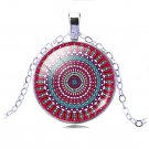 OM Symbol Buddhism Mandala Glass Cabochon Yoga Pendant Choker Glass Necklace