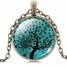 Life Tree Glass Cabochon Bronze Chain Vintage Choker Statement Necklace
