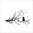 Cartoons Minimalist Style Cat On Long Tree Branch Wall Sticker