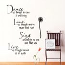 Dance As Though No One Is Watching Love Quote Wall Decal Stickers