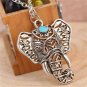Bohemian Style Antique Silver Ethnic Long Blue Stone Elephant Pendant Necklace