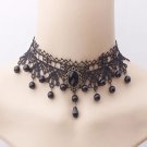 Lace Black Gem Foreign Trade Collars Carved Acrylic Charms Pendant Necklace