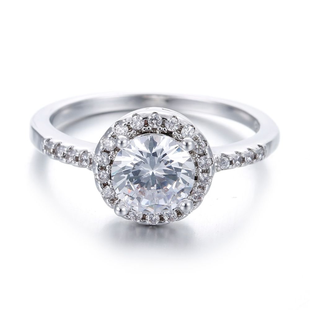Fashion Round Shape Fine Engagement Silver Color Ring For Women (6)