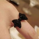Fashion Vintage Cute Black Rhinestone Butterfly Bow Ring For Women