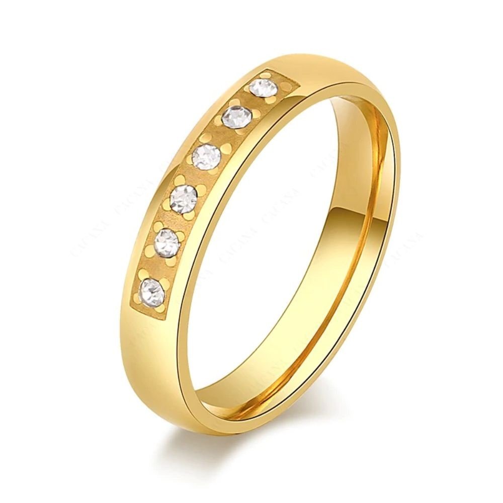 Fashion Five CZ With Petal Personalized Stainless Steel Ring For Women (9)