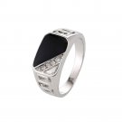 Fashion Good Quality Silver-Color Black Enamel Men Finger Ring For Men (7)
