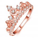 Fashion Rose Gold silver color metal CZ Zirconia Princess Crown Shaped Finger Ring For Women (6)