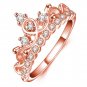 Fashion Rose Gold silver color metal CZ Zirconia Princess Crown Shaped Finger Ring For Women (8)