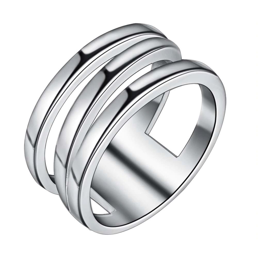 Classic Three Circle 925 Silver Plated Ring For Women (6)