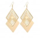 Hollow Rhombus Style Dangle Long Earrings For Women (Gold)
