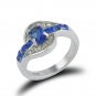 Fashion Vinatge Blue Color Oval Zircon Stone Ring For Women (7)