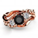 Inlaid With Hollow Flower Rose Gold Black Rhinestone Ring for Women (8)