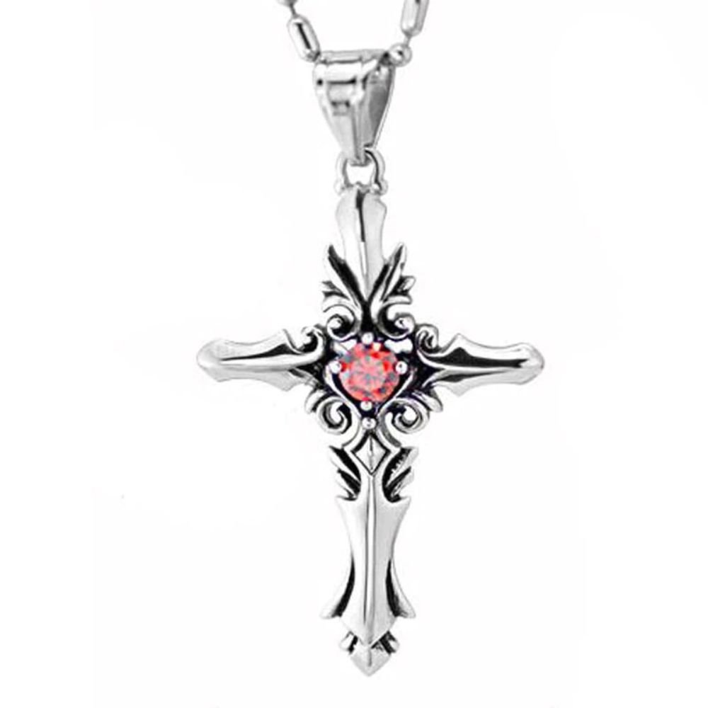 Vintage Sacred Heart Cross Charms Pendant Necklace For Women