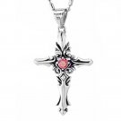 Vintage Sacred Heart Cross Charms Pendant Necklace For Women