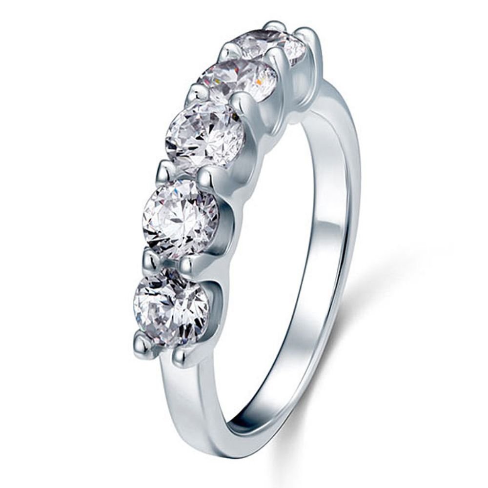 1.25 Carat Five 5 Stone Solid 925 Sterling Silver Ring For Women (6)