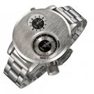 Dual Time Zone Dial Silver Steel Watch