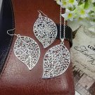 African Beads Silver Plated Leaf Necklace Earring Jewelry Sets For Women