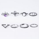 Bohemian 8pcs/Set Retro Anti Silver Color Anti Gold Lucky Stackable Midi Set Rings for Women