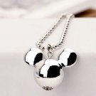 Fashion Wild Long Statement Sweater Chain Silver Plated Mickey Head Pendant Necklace For Women