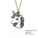 Creative Cartoon Colorful Flying Horse Unicorn Alloy with Golden Chain Necklace Pendant For Women