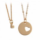 2pcs/set Gold Color Heart Cutout Round Pendant Necklace For Women