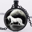Cute Horse Glass Art Glass Cabochon Unicorn Pendant Necklace For Women