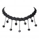 Black Beads Crystal Bib Chain Collar Choker Pendant Necklace For Women