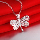 Fashion Good Silver Butterfly Roll/Circles Thin Chain Pendant Necklace For Women