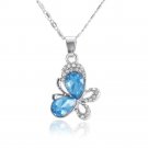 Fashion Silver Plated Butterfly Full Of Rhinestone Pendant Necklace For Women