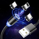 Magnetic Cable 1m Braided Mobile LED Type C Micro USB Magnet Charger Cable (Micro USB)