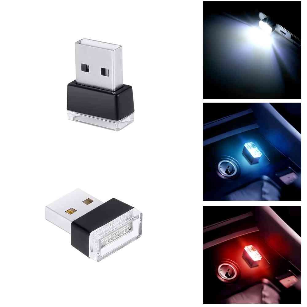 Car USB LED Atmosphere Lights Decorative Lamp Emergency Lighting Universal (Blue)