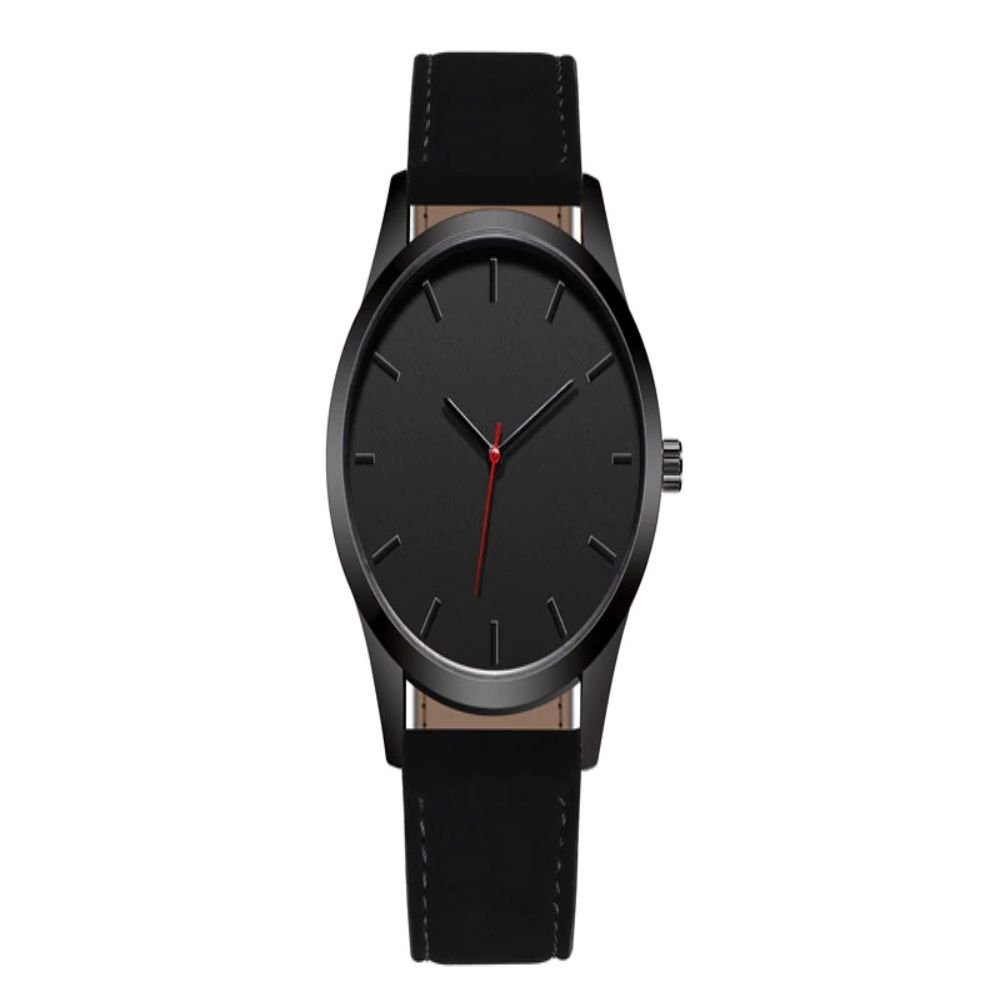 Fashion Large High Quality Dial Military Quartz Men Leather Sport Watch (Black)