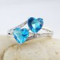 Fashion Trendy Double Heart Silver Color Ring For Women (Blue) (8)