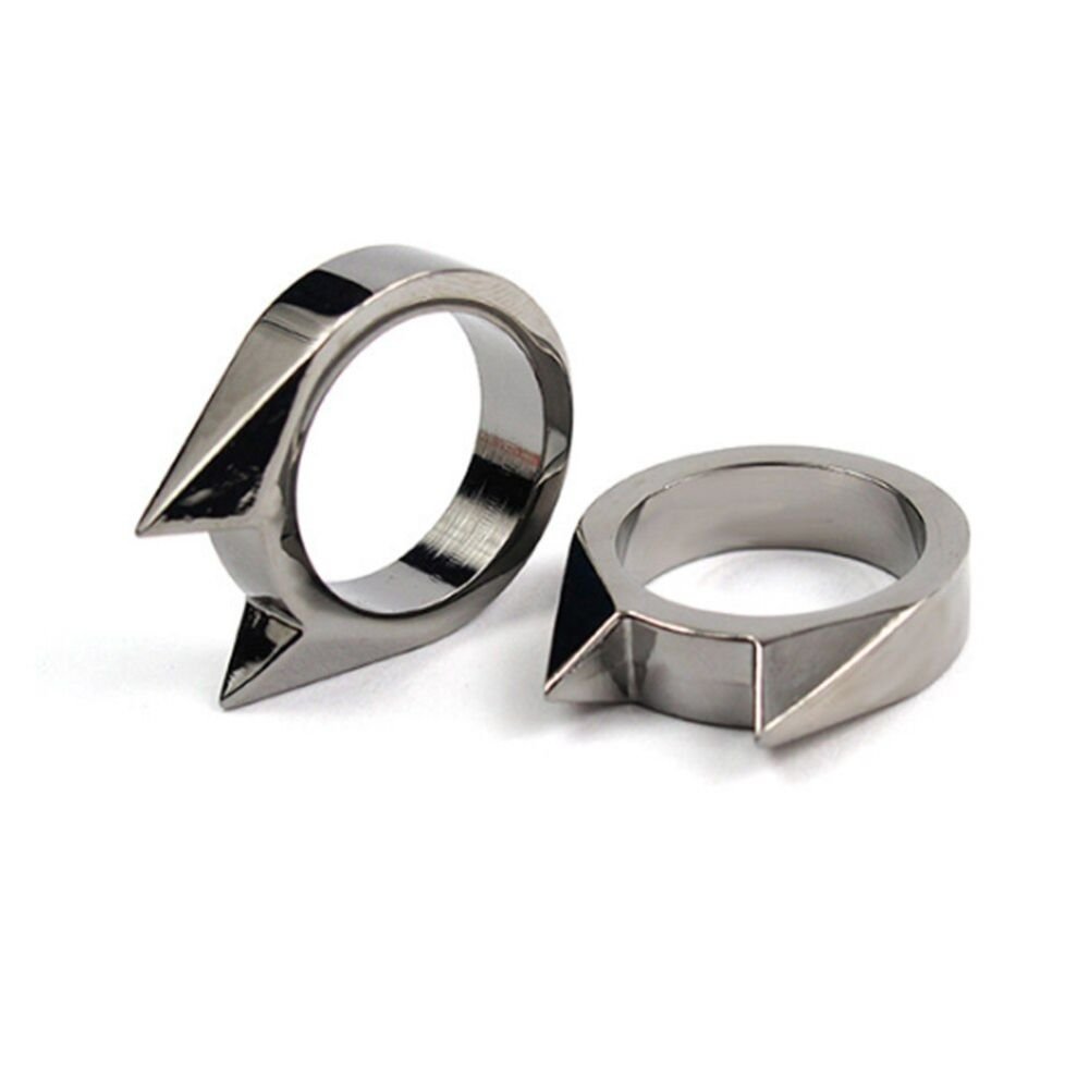 Outdoor Cat Ear Shape Survival Tactical Self-Defense Ring For Women (Black)